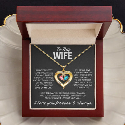 To My Wife – Birthstone Heart Necklace