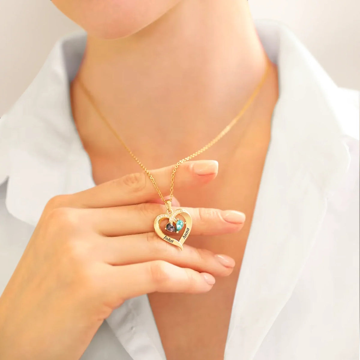 To My Wife – Birthstone Heart Necklace