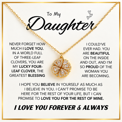 Daughter’s Lucky Clover Necklace & Forever Rose Keepsake Gift Set