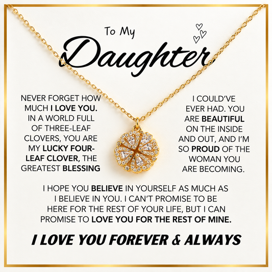Daughter’s Lucky Clover Necklace & Forever Rose Keepsake Gift Set