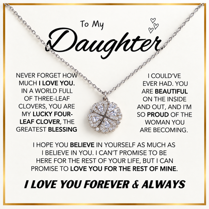 Daughter’s Lucky Clover Necklace & Forever Rose Keepsake Gift Set
