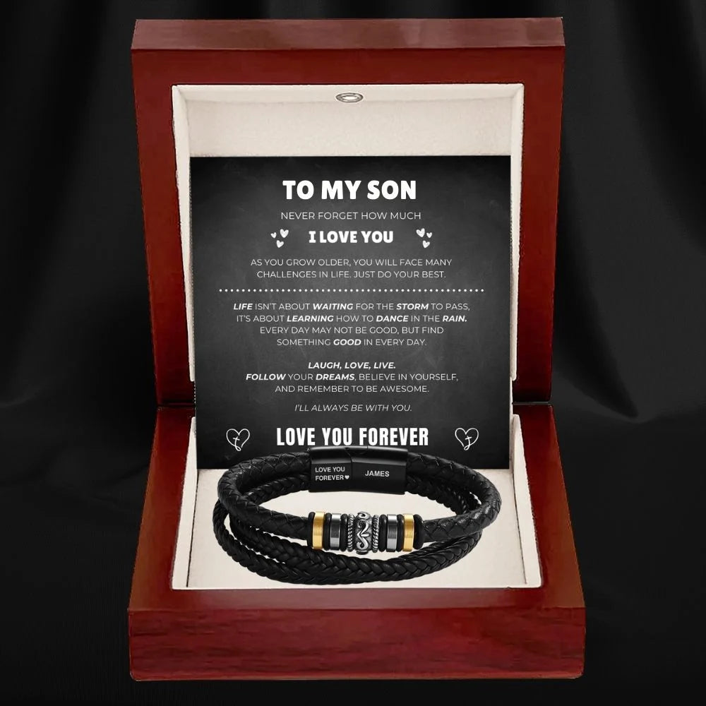 To My Son – ‘Love You Forever’ Personalised Name Bracelet