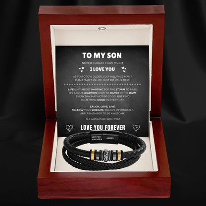 To My Son – ‘Love You Forever’ Personalised Name Bracelet