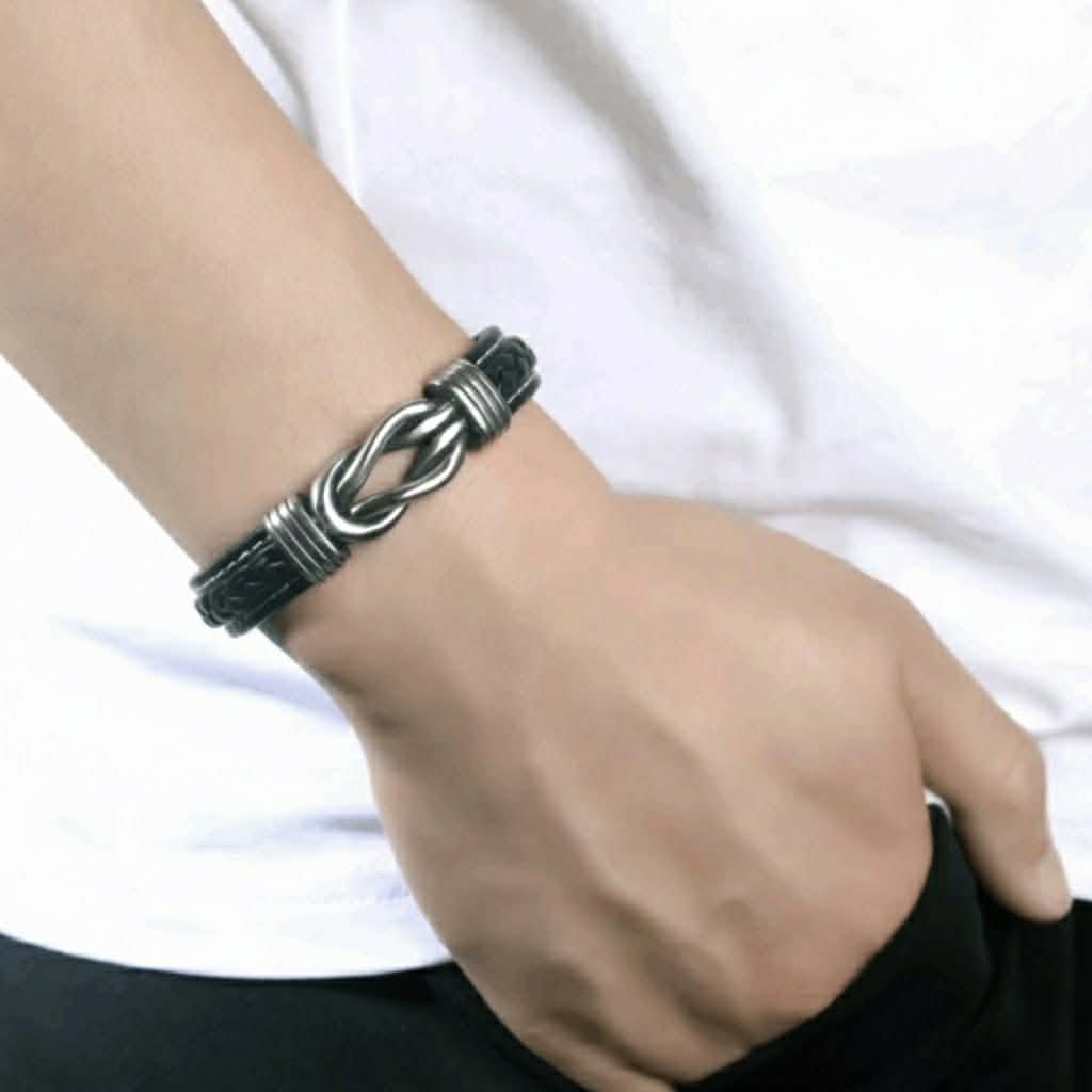 To My Grandson – Forever Linked Together Leather Bracelet