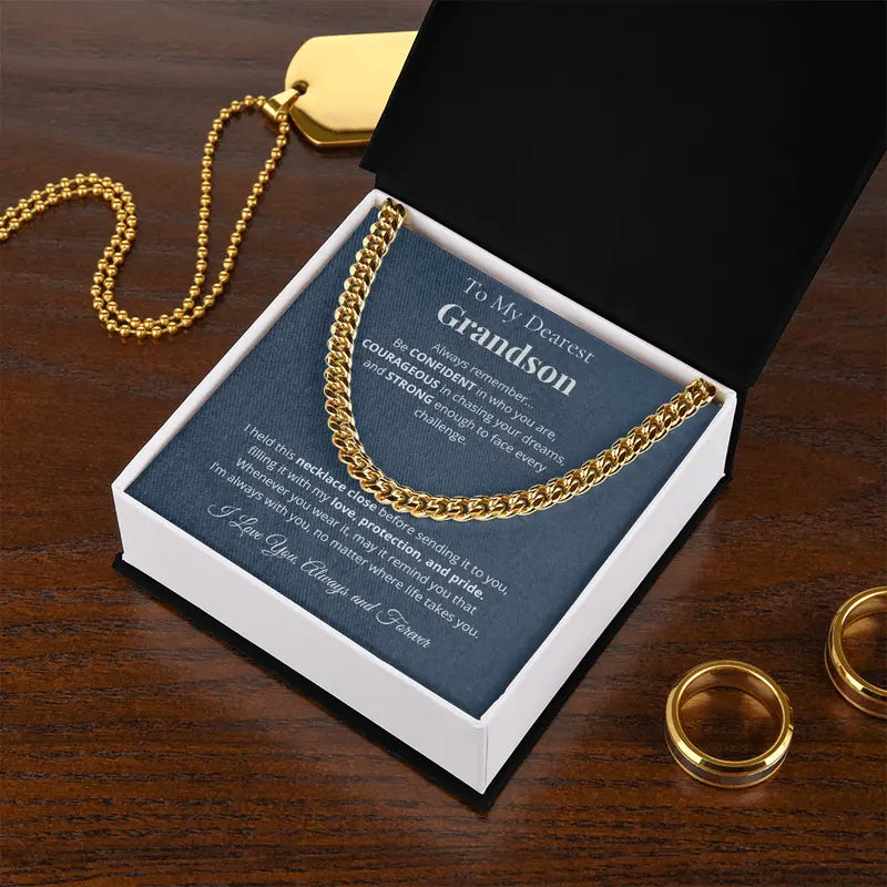 "To My Grandson"- Cuban Link Chain