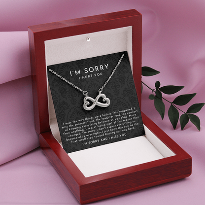 I'm Sorry Apology Infinite Hearts Necklace | I Miss You Black Lace