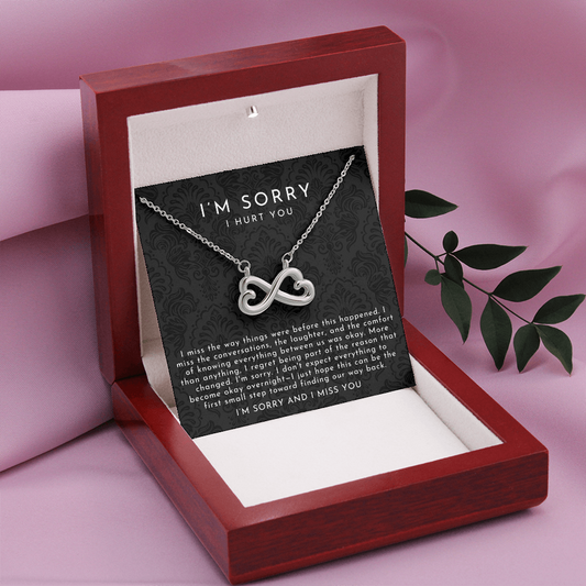 I'm Sorry Apology Infinite Hearts Necklace | I Miss You Black Lace