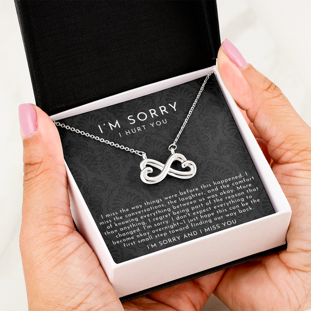 I'm Sorry Apology Infinite Hearts Necklace | I Miss You Black Lace