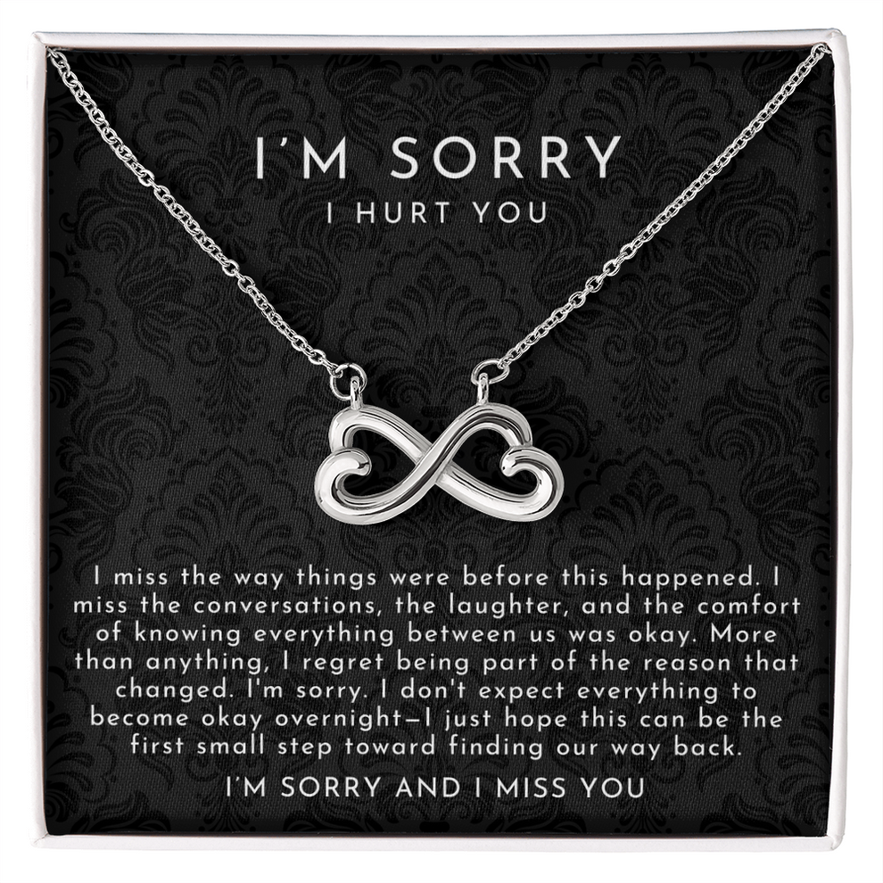 I'm Sorry Apology Infinite Hearts Necklace | I Miss You Black Lace