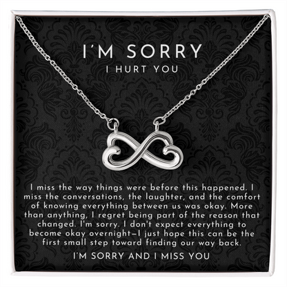 I'm Sorry Apology Infinite Hearts Necklace | I Miss You Black Lace