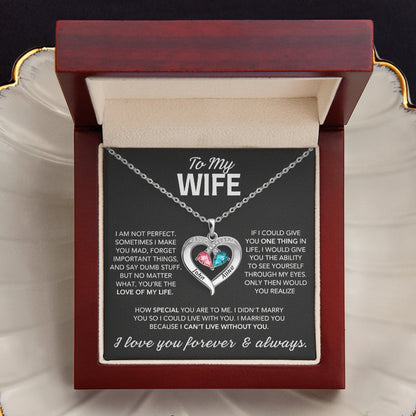 To My Wife – Birthstone Heart Necklace
