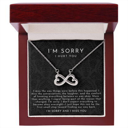 I'm Sorry Apology Infinite Hearts Necklace | I Miss You Black Lace