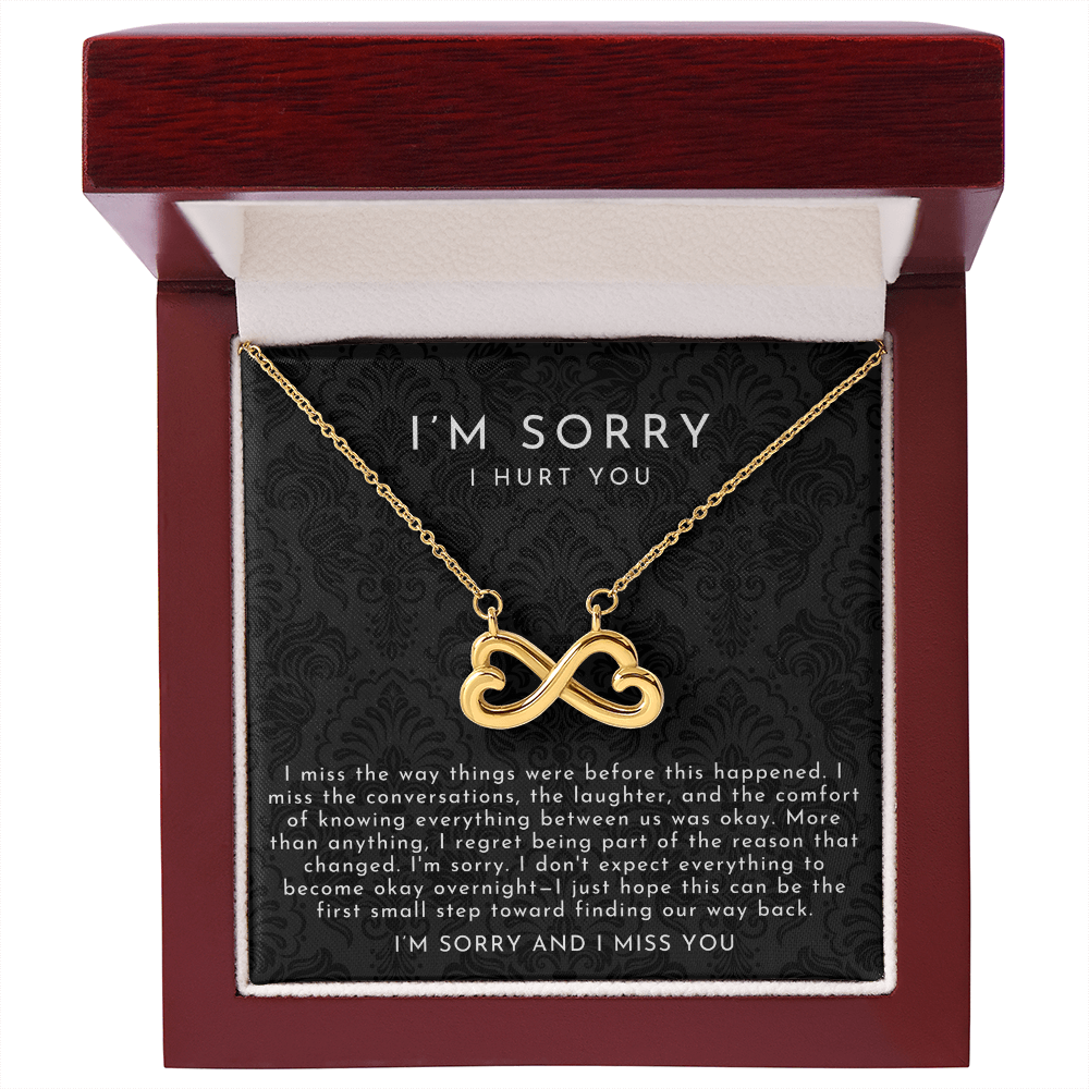 I'm Sorry Apology Infinite Hearts Necklace | I Miss You Black Lace