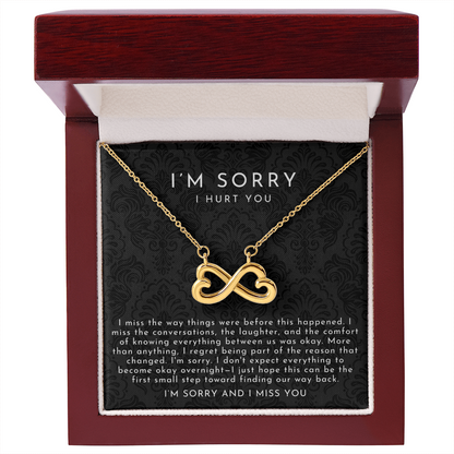 I'm Sorry Apology Infinite Hearts Necklace | I Miss You Black Lace