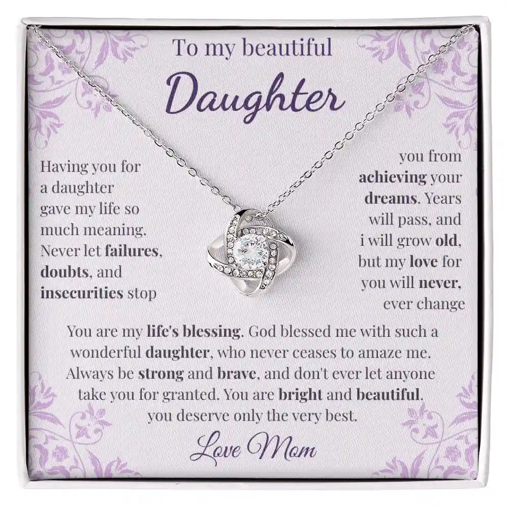 To My Beautiful Daughter – Love Knot Necklace