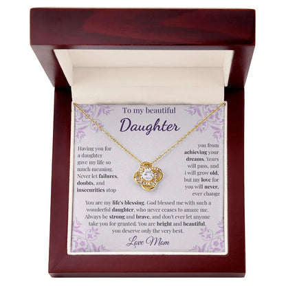 To My Beautiful Daughter – Love Knot Necklace