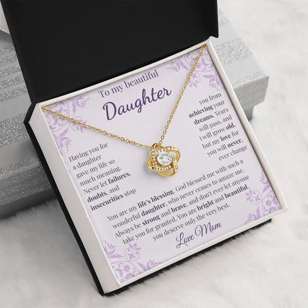 To My Beautiful Daughter – Love Knot Necklace