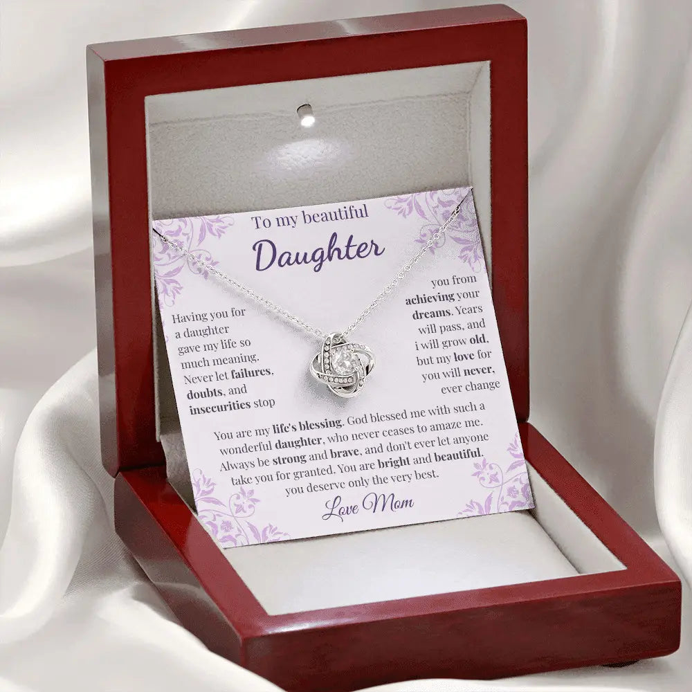To My Beautiful Daughter – Love Knot Necklace