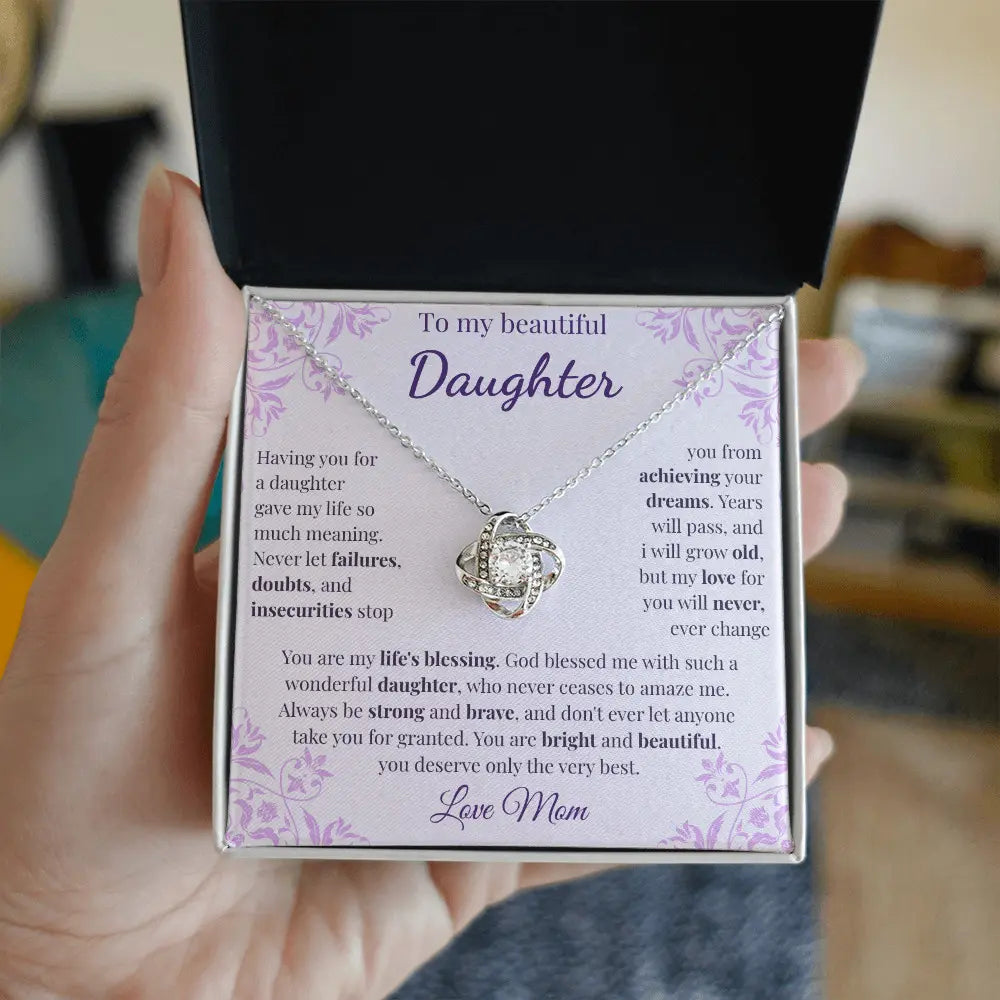 To My Beautiful Daughter – Love Knot Necklace