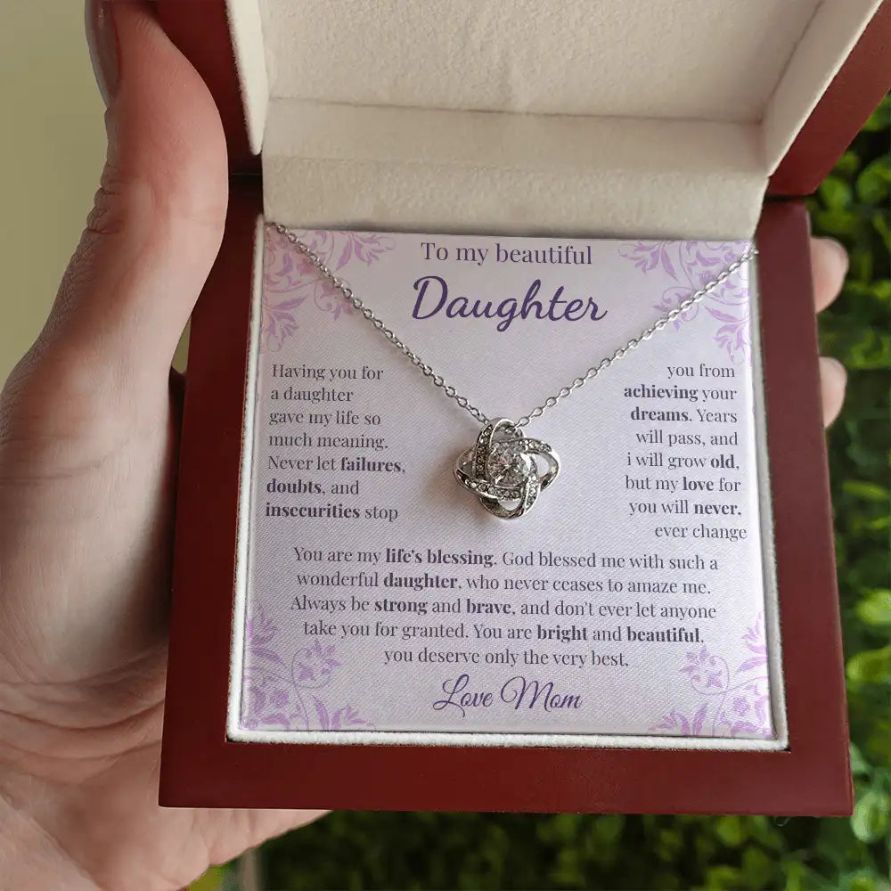 To My Beautiful Daughter – Love Knot Necklace